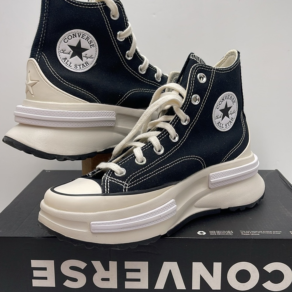 Converse WMNS RUN STAR LEGACY CX HI BLACK/EGRET/WHITE A00869C Platforms Sneakers - Picture 2 of 16